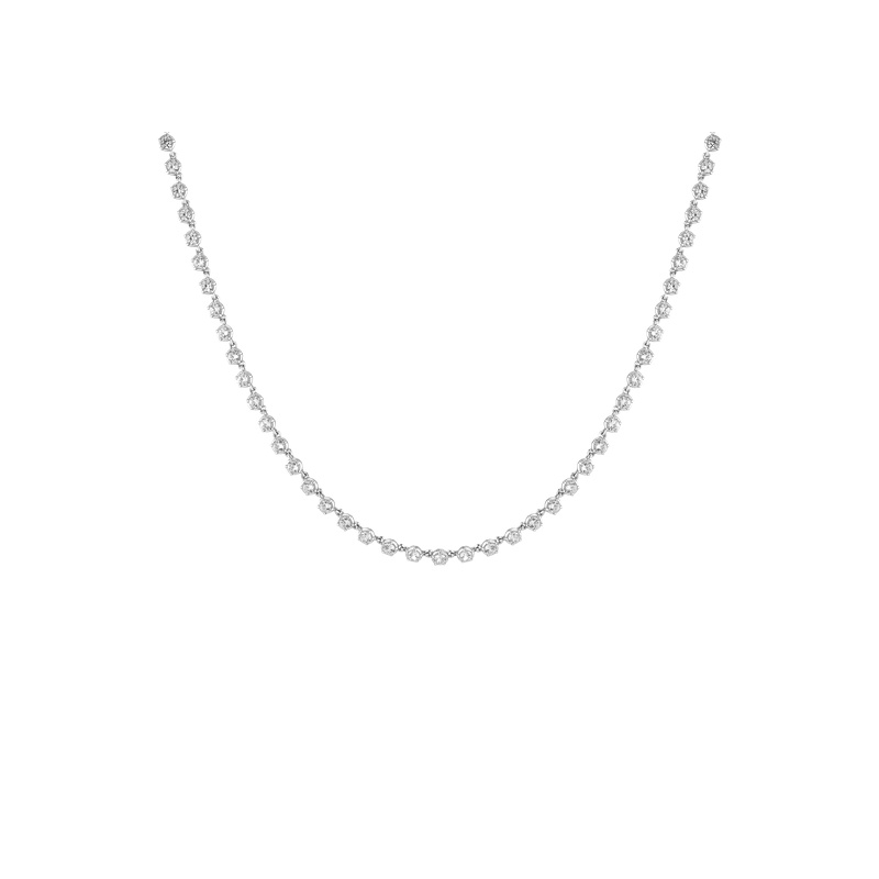 Lab Grown White Sapphire Georgian Tennis Necklace - 图片 3