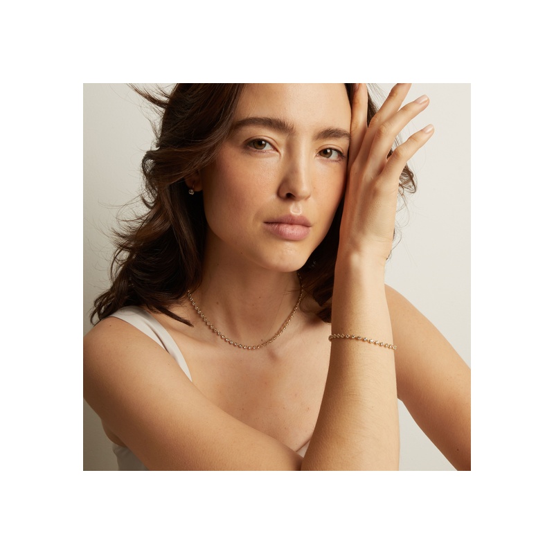 Lab Grown White Sapphire Georgian Tennis Necklace - 图片 7