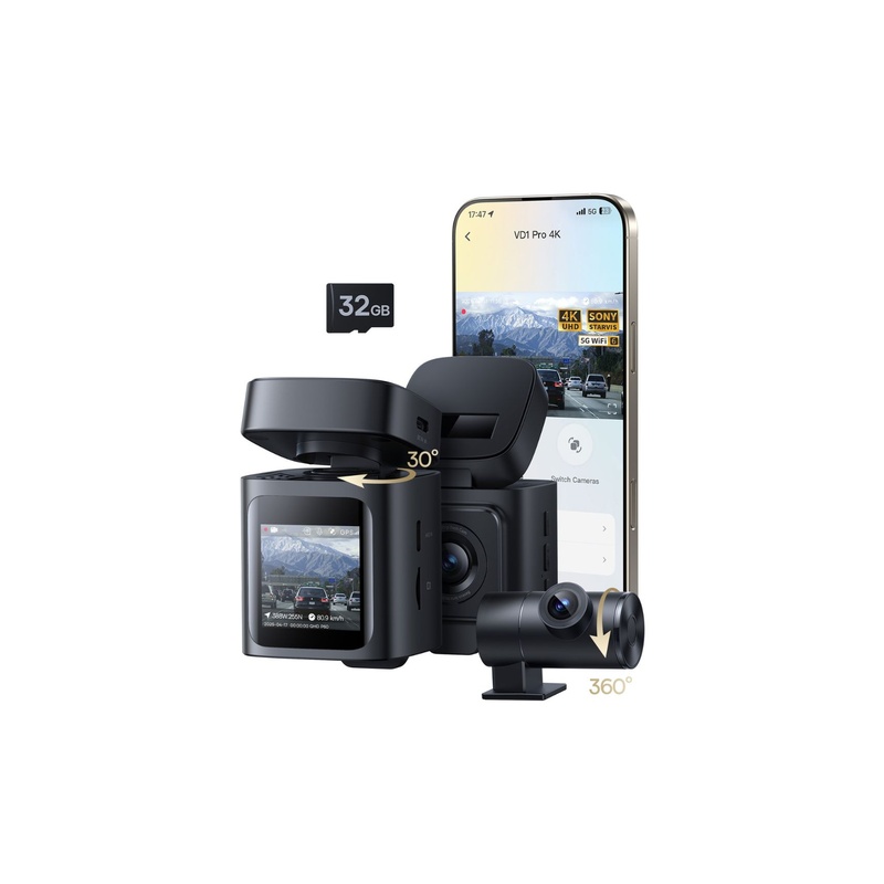Baseus PrimeTrip VD1 Pro Dash Cam Lithium Battery 4K+1080p - 图片 2