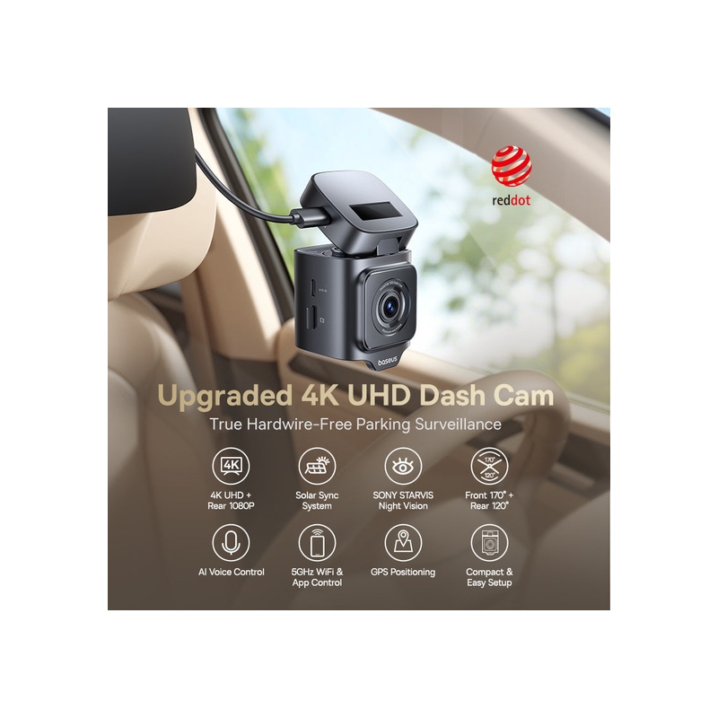 Baseus PrimeTrip VD1 Pro Dash Cam Lithium Battery 4K+1080p - 图片 6