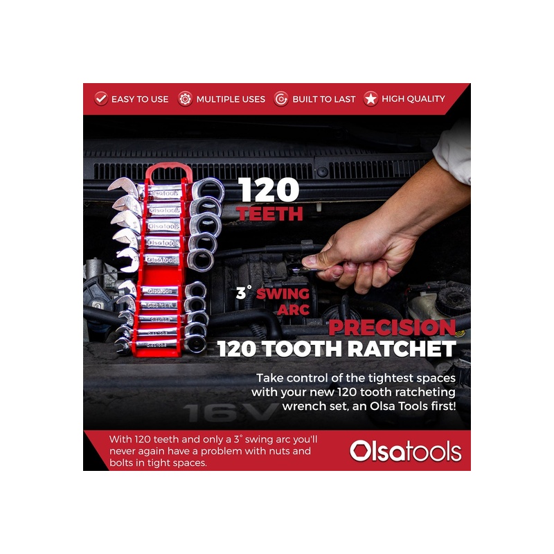 120 Tooth Stubby Ratcheting Wrench Set - 图片 8