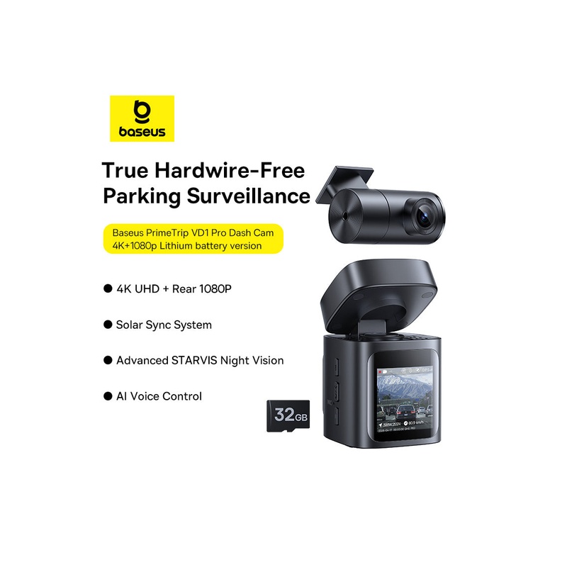 Baseus PrimeTrip VD1 Pro Dash Cam Lithium Battery 4K+1080p - 图片 12