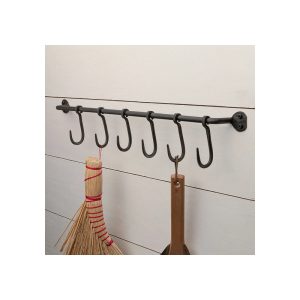 Forged Iron Rod Rack with 6 S-Hooks