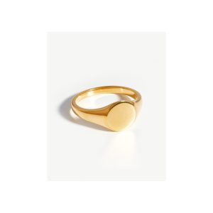 Engravable Round Signet Ring | 18ct Gold Plated