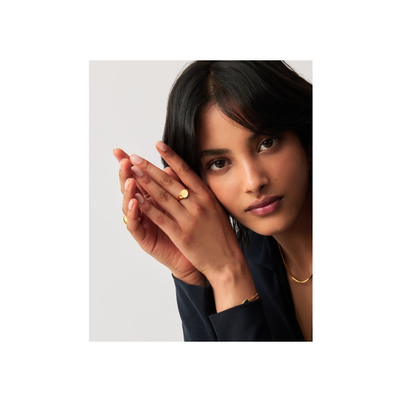 Engravable Round Signet Ring | 18ct Gold Plated - 图片 3