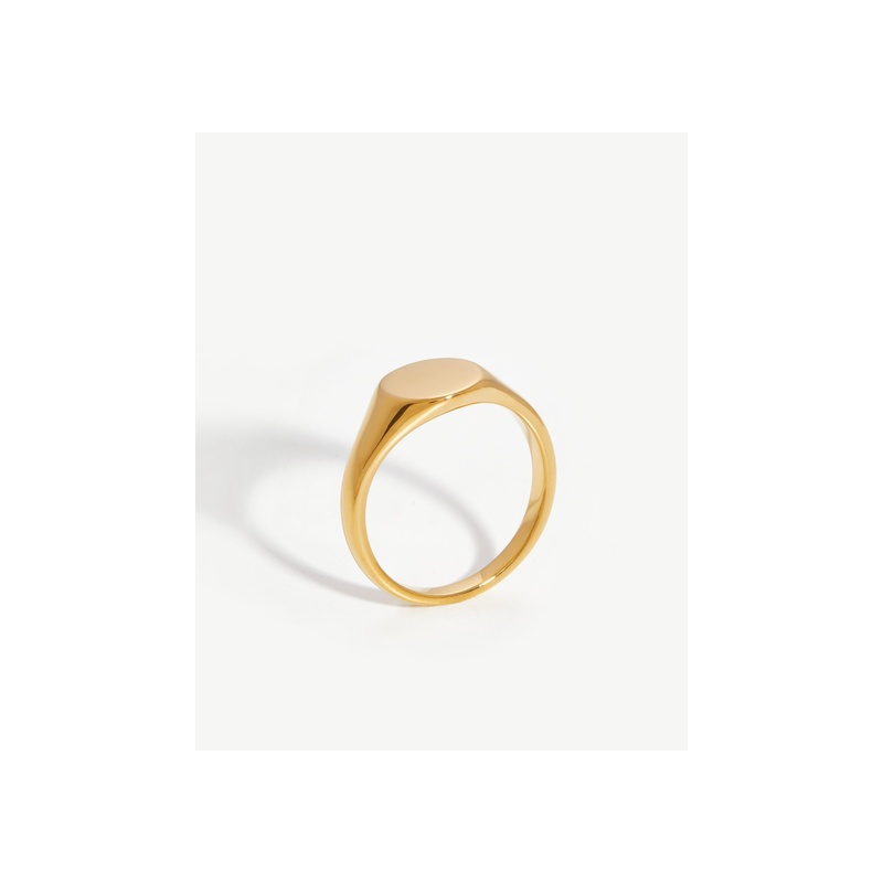 Engravable Round Signet Ring | 18ct Gold Plated - 图片 5
