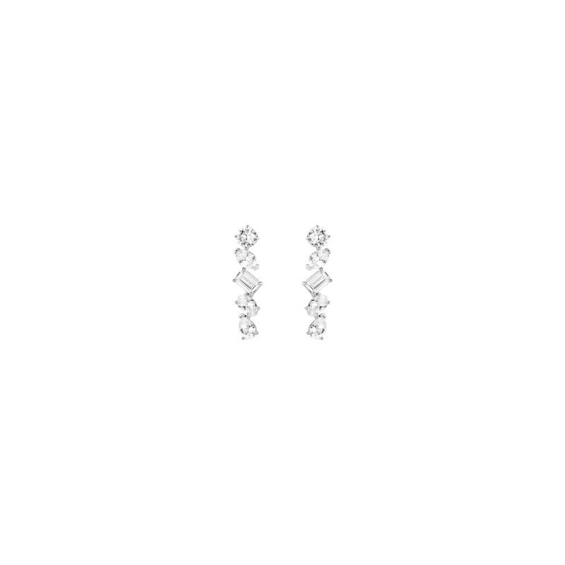 Lab Grown White Sapphire Mixed Shape Tennis Earrings