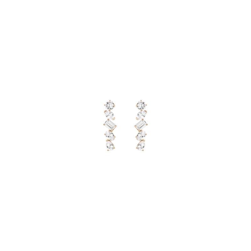 Lab Grown White Sapphire Mixed Shape Tennis Earrings - 图片 2