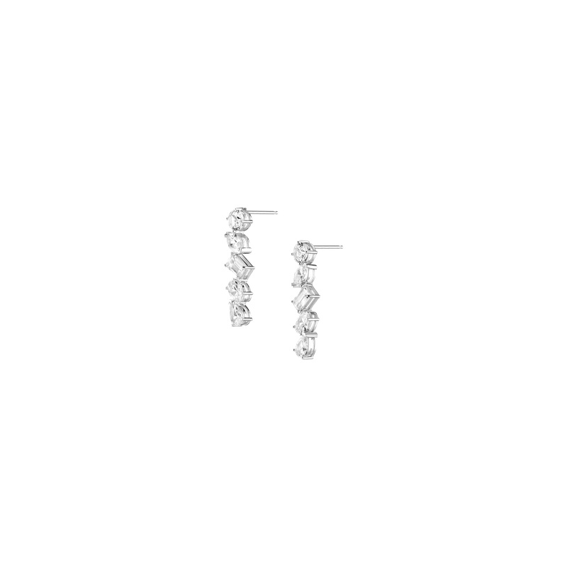 Lab Grown White Sapphire Mixed Shape Tennis Earrings - 图片 3