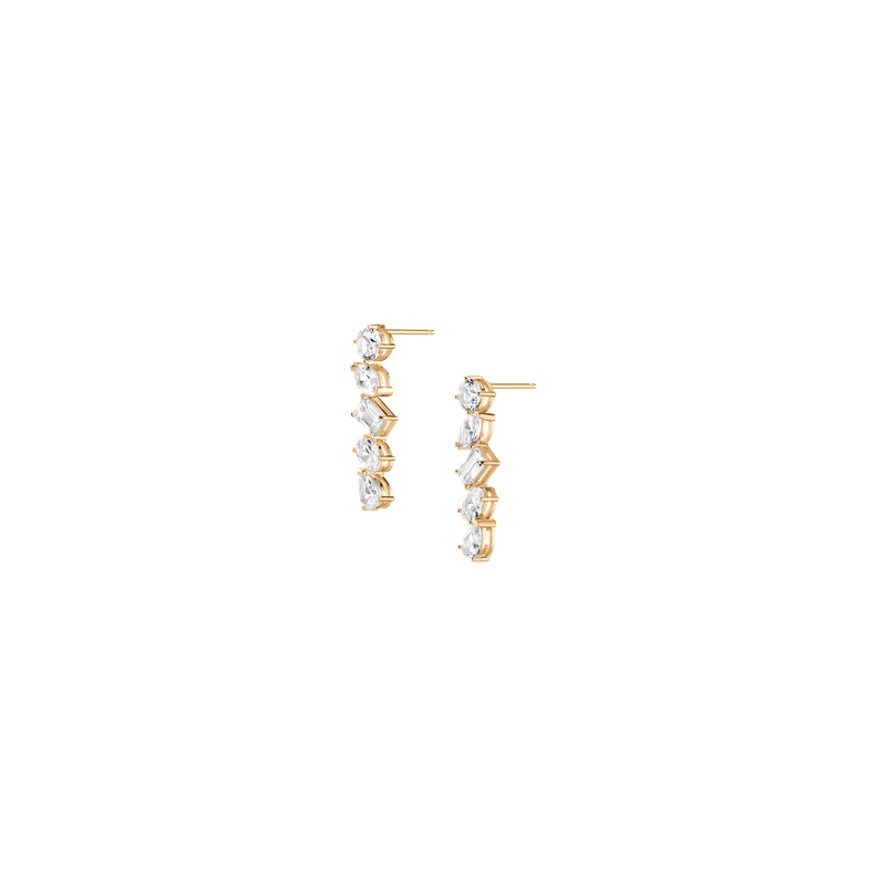 Lab Grown White Sapphire Mixed Shape Tennis Earrings - 图片 4
