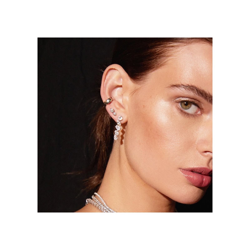 Lab Grown White Sapphire Mixed Shape Tennis Earrings - 图片 7