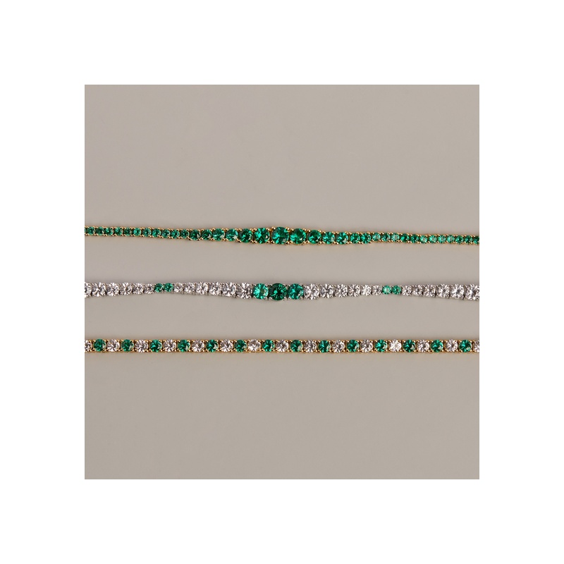 Lab Grown Green Emerald Modern Graduated Tennis Necklace - 图片 5