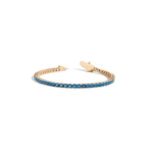 Lab Grown Blue Topaz Tennis Bracelet