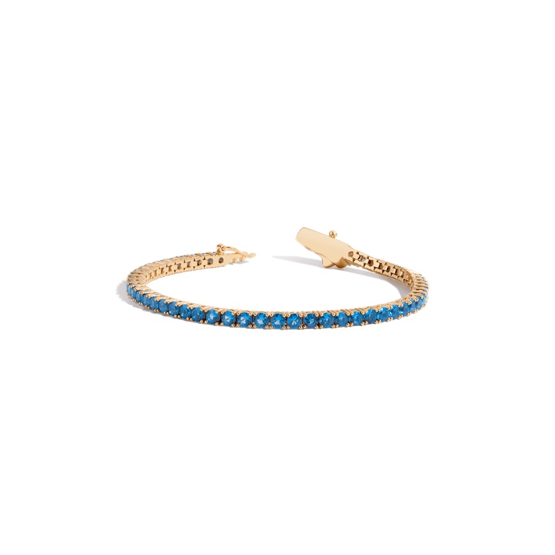 Lab Grown Blue Topaz Tennis Bracelet