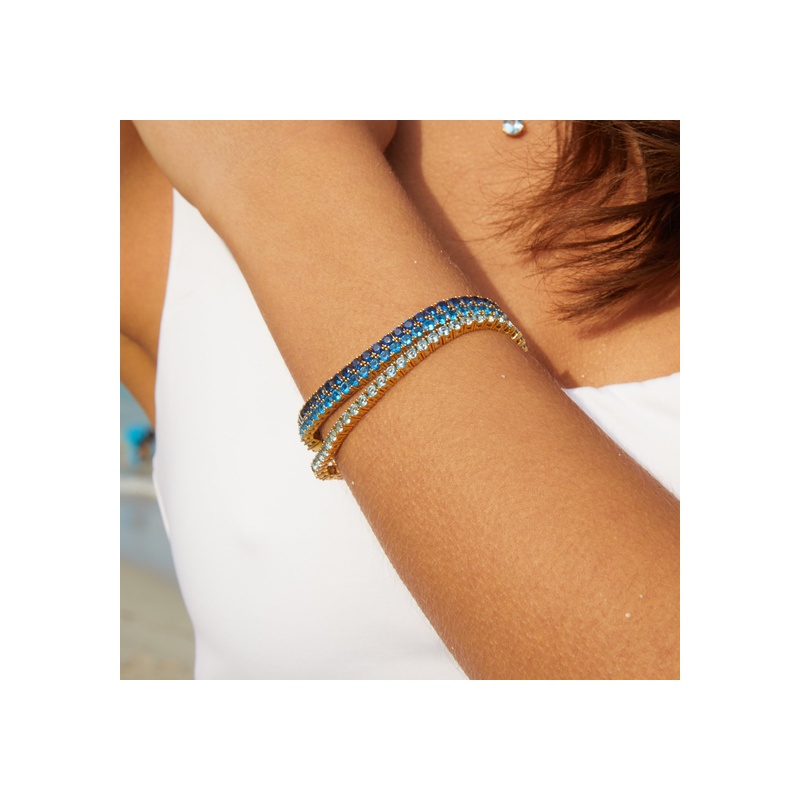 Lab Grown Blue Topaz Tennis Bracelet - 图片 4