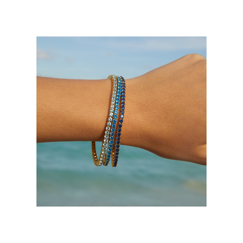 Lab Grown Blue Topaz Tennis Bracelet - 图片 5