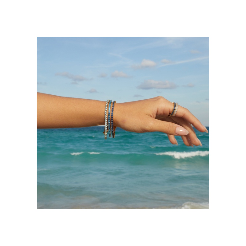 Lab Grown Blue Topaz Tennis Bracelet - 图片 10