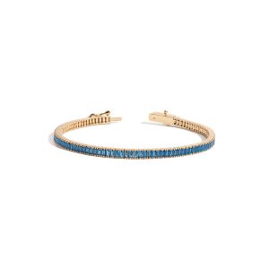Lab Grown Blue Topaz Baguette Tennis Bracelet