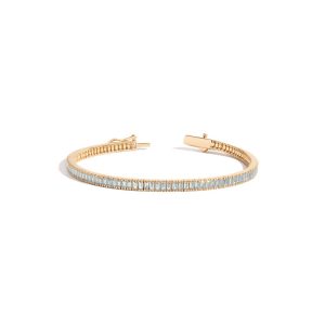 Lab Grown Aquamarine Baguette Tennis Bracelet