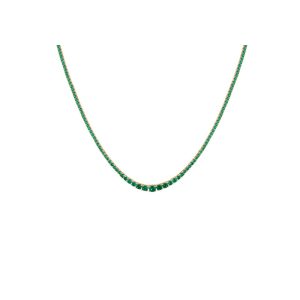 Lab Grown Green Emerald Modern Graduated Tennis Necklace