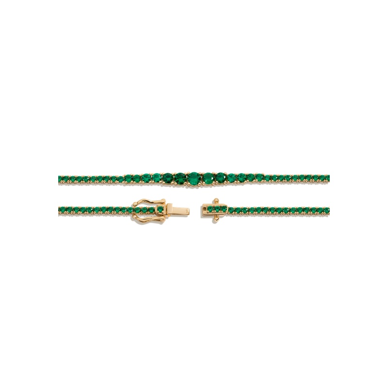 Lab Grown Green Emerald Modern Graduated Tennis Necklace - 图片 2