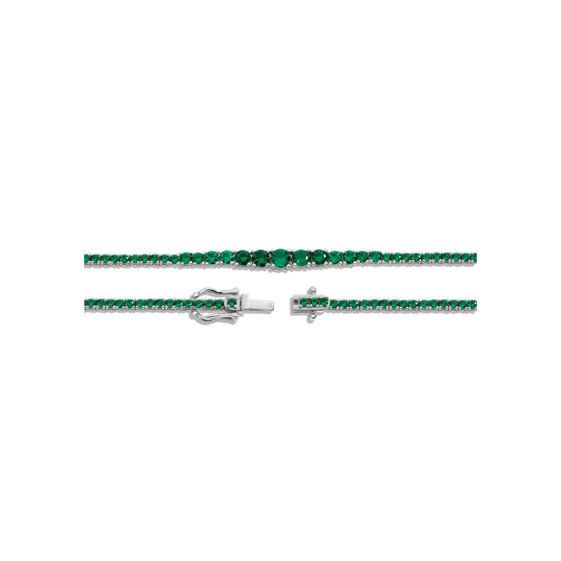 Lab Grown Green Emerald Modern Graduated Tennis Necklace - 图片 4