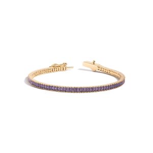 Lab Grown Amethyst Baguette Tennis Bracelet