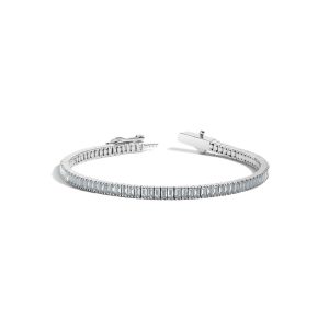 Lab Grown Blue Tourmaline Baguette Tennis Bracelet