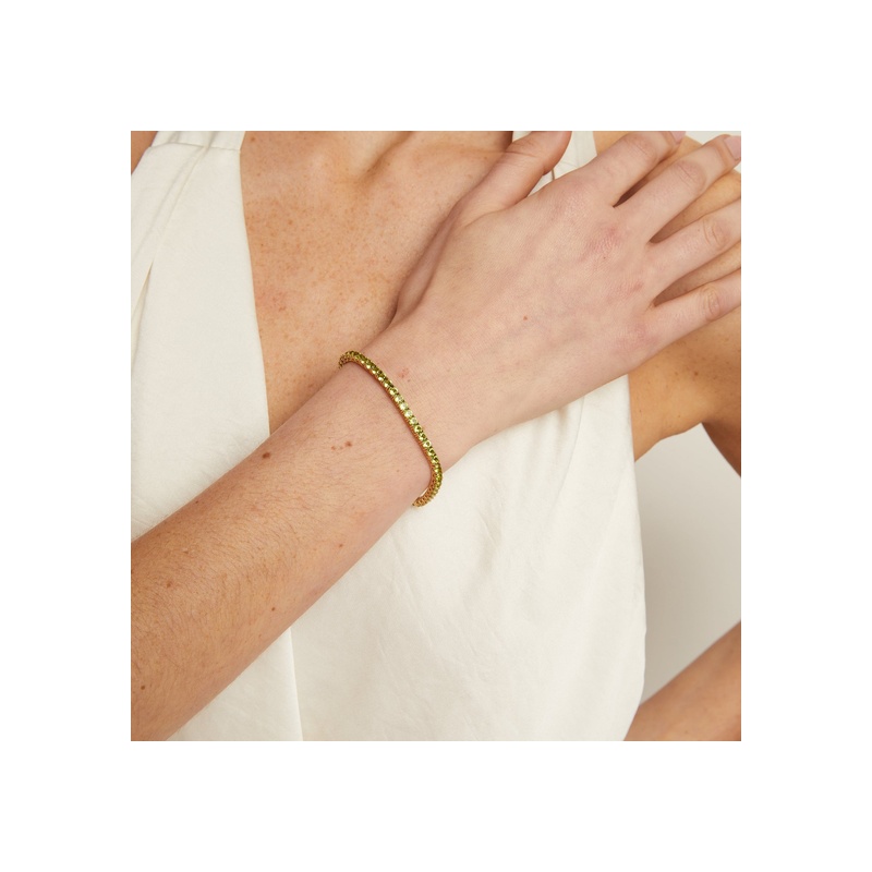 Lab Grown Green Peridot Tennis Bracelet - 图片 4