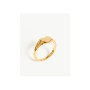 Engravable Heart Signet Ring | 18ct Gold Vermeil