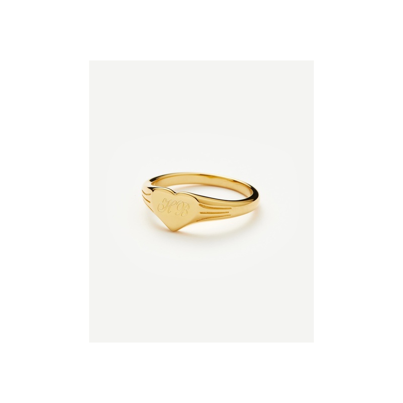 Engravable Heart Signet Ring | 18ct Gold Vermeil - 图片 4