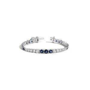 Lab Grown Blue Sapphire and White Sapphire Scalloped Tennis Bracelet