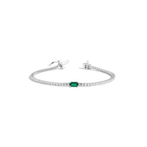 Lab Grown Diamond Tennis Bracelet with Emerald