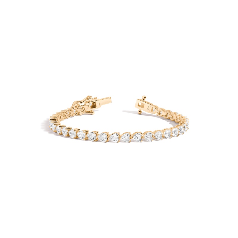 Lab Grown White Sapphire Heart Tennis Bracelet - 图片 2