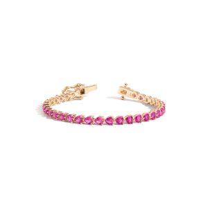 Lab Grown Pink Sapphire Heart Tennis Bracelet