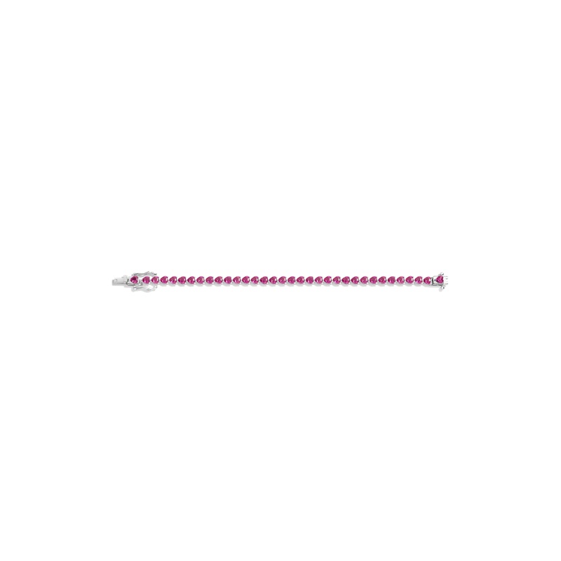 Lab Grown Pink Sapphire Heart Tennis Bracelet - 图片 4