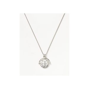 Lucy Williams Medium Engravable Roman Arc Coin Necklace | Silver Plated