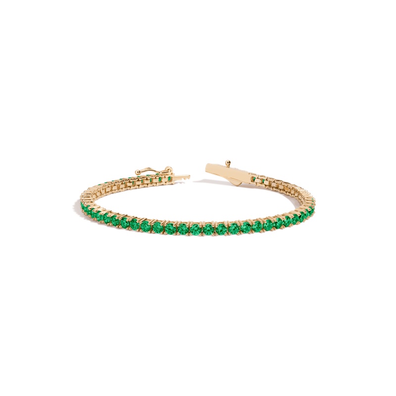 Lab Grown Green Emerald Tennis Bracelet - 6ct