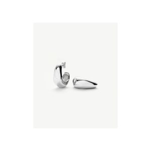 Dome Medium Hoop Earrings | Silver Plated