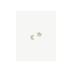 Pave Star Moon Stud Earrings