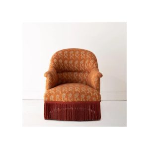 Vintage Block Print Crapaud Chair | Rupa Saffron