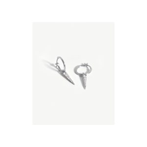 Small Pave Spike Charm Hoop Earrings