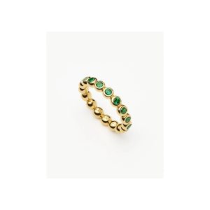 Tennis Eternity Stacking Ring | 18ct Gold Vermeil/Emerald Green Nano-crystal