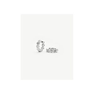 Tennis Small Hoop Earrings| Silver Plated Cubic Zirconia