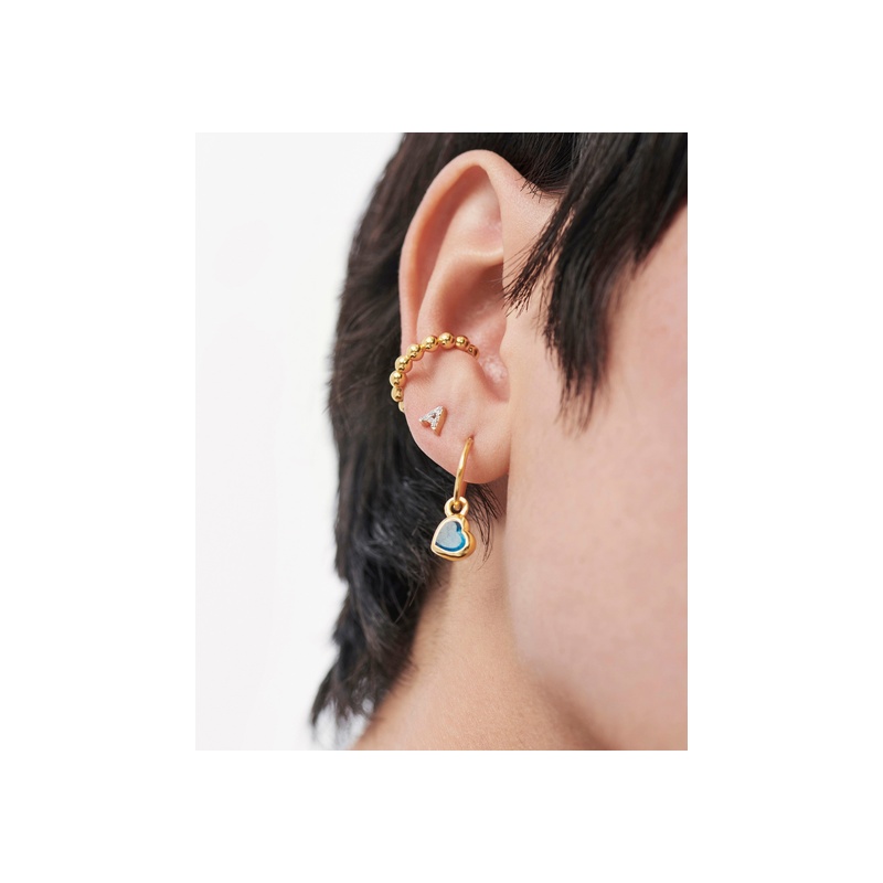 Pave Initial Single Stud Earring - Initial A | 18ct Gold Vermeil/Cubic Zirconia - 图片 2