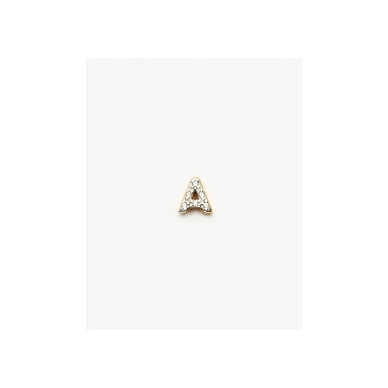 Pave Initial Single Stud Earring - Initial A | 18ct Gold Vermeil/Cubic Zirconia - 图片 4