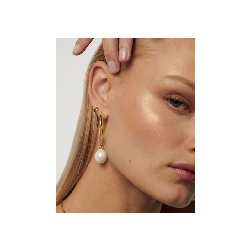 Baroque Pearl Twisted Drop Earrings | 18ct Gold Plated/Pearl - 图片 2