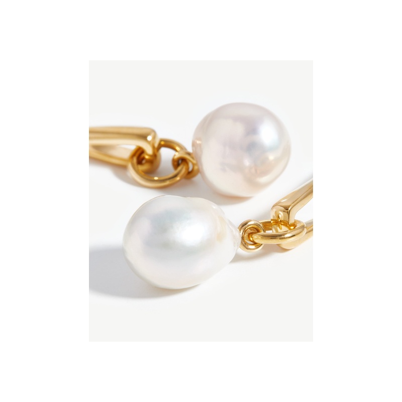 Baroque Pearl Twisted Drop Earrings | 18ct Gold Plated/Pearl - 图片 4