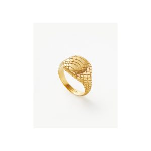 Serpent Textured Signet Ring | 18ct Gold Plated