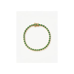Tennis Round Bracelet | 18ct Gold Plated/Emerald Green Nano-crystal